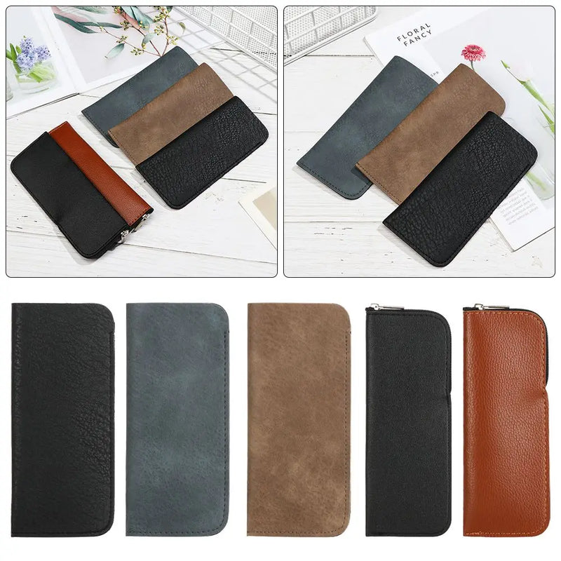 1Pcs Soft Leather Reading Glasses Bag Case Waterproof Solid Sun Glasses Pouch Simple Eyewear Storage Bags Eyewear Accessories