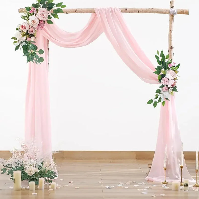2pcs Sage Green Wedding Arch Chiffon Sheer Drapes ,Wedding Arch Drapes Sheer Backdrop Curtain for Wedding Ceremony Party Decor