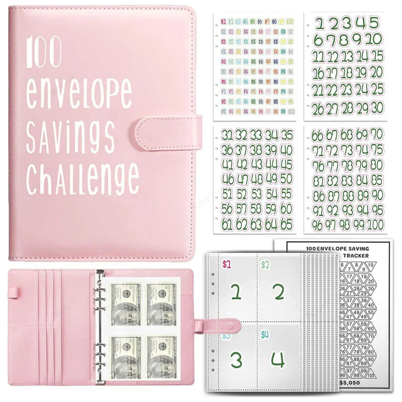 100 Envelope Challenge Binder Challenge Book with Cash Envelope Easy and Fun Way for Money Saving for Budgeting Planner