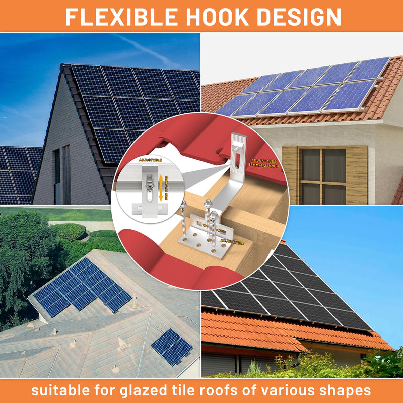 CP-SETUNO Solar Panel Mounting Set, Photovoltaic Mounting Rail for 1/2/4 Solar Panel, 300 mm Aluminum Mounting Rail, for 30/35 m