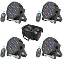 U'King 4 Stück 36 LED Par Licht mit Tasche DMX512 RGB LED Bühnen-Flutlicht Sound-aktivierter Effekt für DJ Party Disco Bühnenlicht