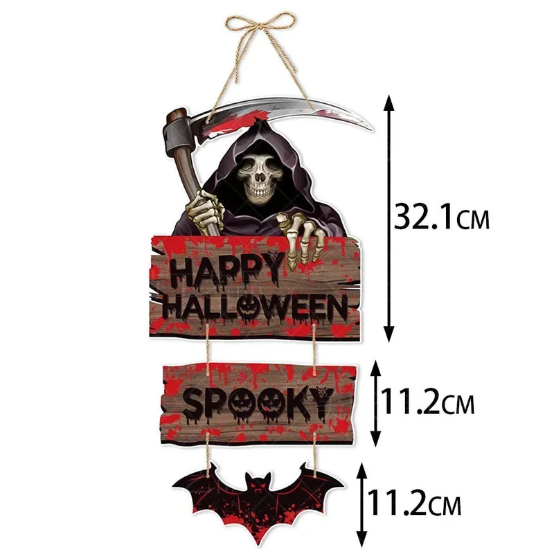 Halloween Ghost Face Pumpkin Door Hanging Bat Witch Hat Door Sign Pendant Ghost Festival Scene Layout Halloween Party Decor