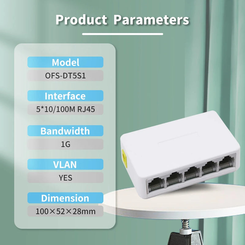 OPTFOCUS 5 8 Ports UTP RJ45 Gigabit Ethernet Switch 1000 Mbps Mini Network Switches VLAN Ethernet Splitter Lan Hub Switch