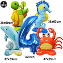 5pcs Cute Sea Animal Balloons Include Crab Seahorse Dolphin Turtle Shape Balloon Under The Sea Party Decors for 1st Birthday