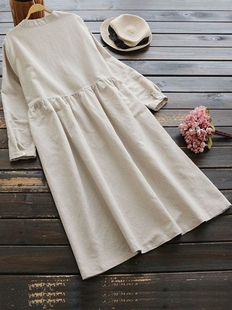 2023 Autumn Embroidery Long Shirt Dress ZANZEA Vintage Women Casual Cotton Vestidos Women Long Sleeve Sundress Kaftan