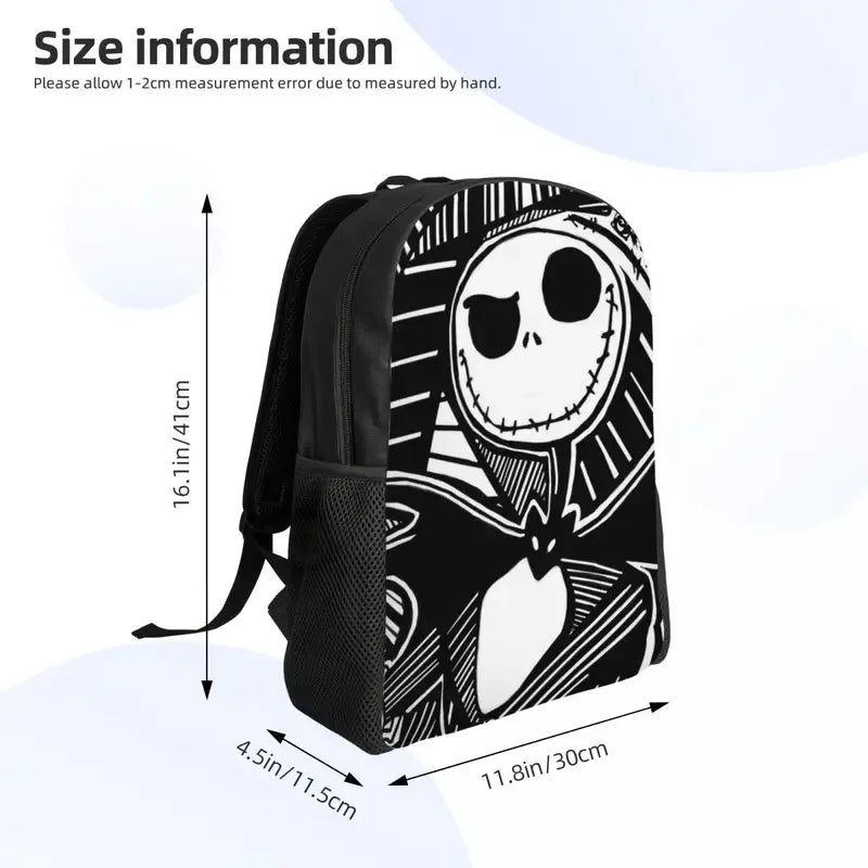 Custom Nightmare Before Christmas Backpacks for Men Women School College Student Bookbag Skellington Halloween Skull Bags