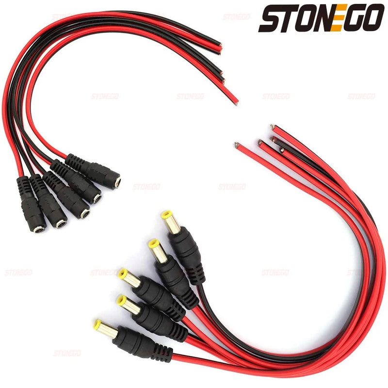 STONEGO 10/20/50PCS 12V Dc Connectors Male Female Jack Cable Wire Line Adapter Plug Power Supply 5.5 x 2.1mm