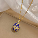 Greatera Colorful Enamel Easter Egg Pendant Necklaces for Women Guilloche Locket Egg Gold Plated Chain Necklaces Party Jewelry