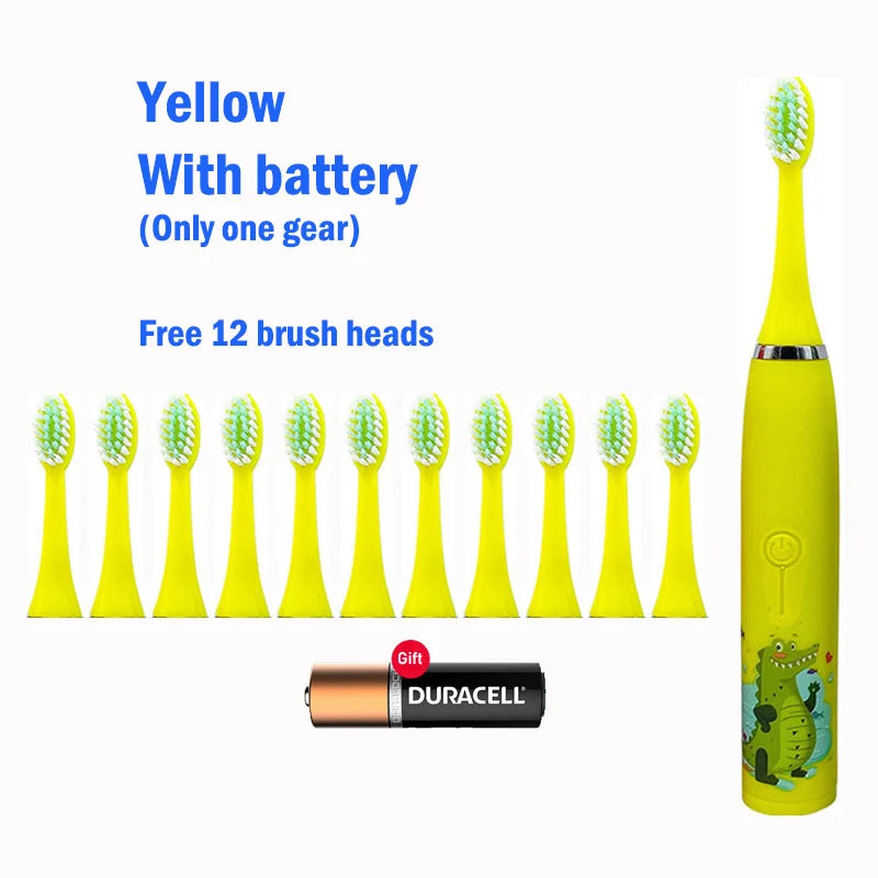 Children Electric Toothbrush With Replace Brush Heads Kids Cartoon Toothbrush Ultrasonic Sonic Electric Toothbrush With 6 Head