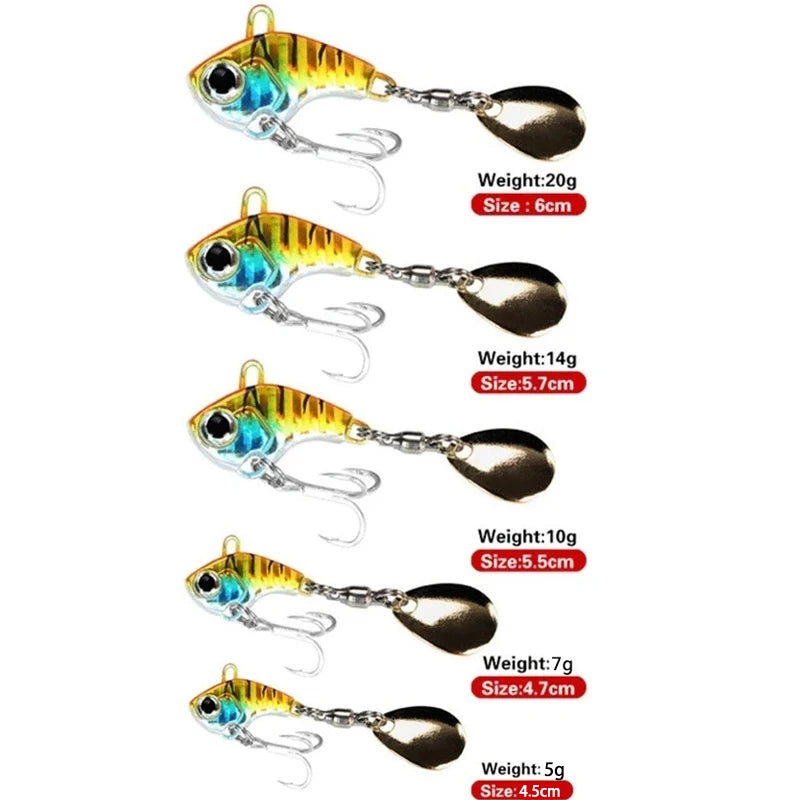 1Pcs Rotating Metal VIB Vibration Bait Spinner Spoon Fishing Lures 7g 10g 20g Jigs Trout Winter Fishing Hard Baits Tackle Pesca
