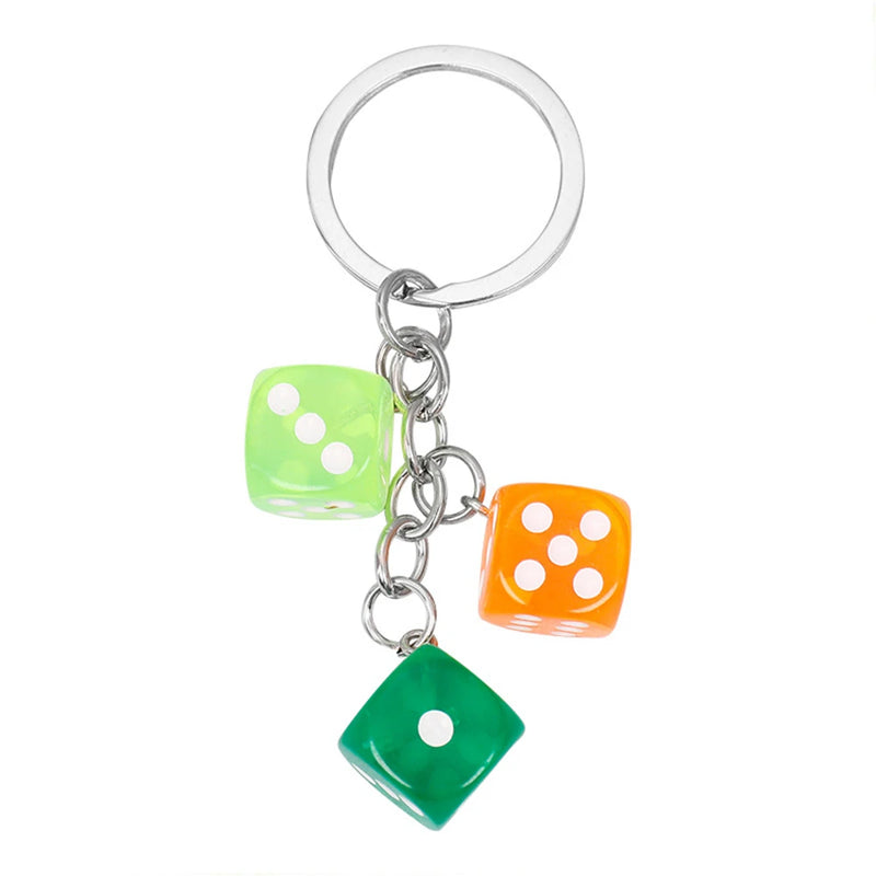 Creative Colourful Dice Keychain Fashion 3D Resin Dice Handbag Pendant For Women Men Car Key Holder Key Accessories Funy Gifts