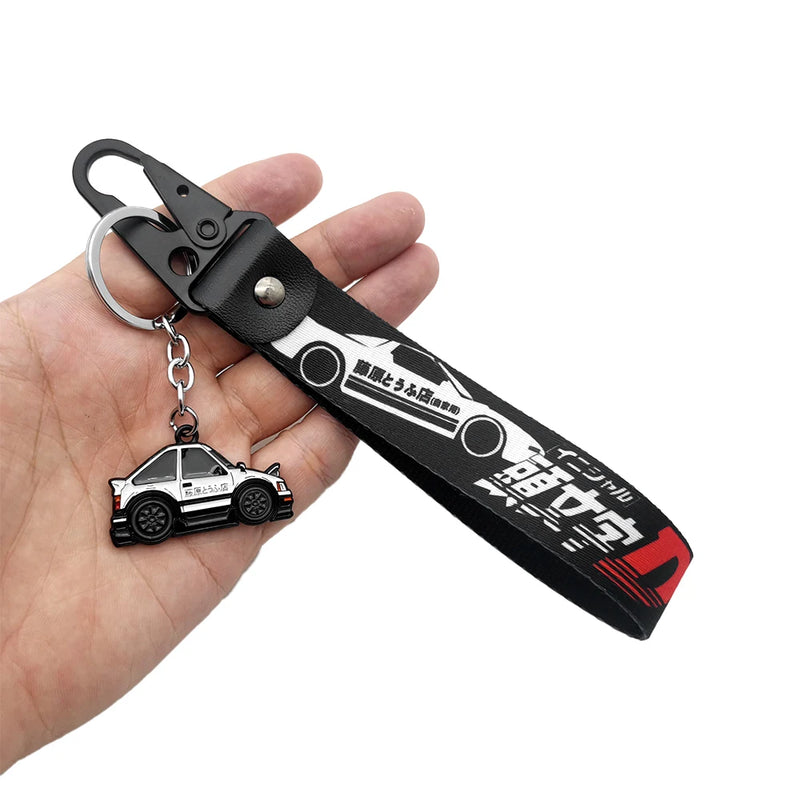 Initial D AE86 mental keyring Wrist strap keychain JDM Style Key Holder For Honda Toyota Mazda Mitsubishi