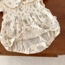 Fliegende Ärmel Blumen-Einteiler für Säuglinge Neugeborene Baby Mädchen Bodys Polk Kragen Prinzessin Süße Kinder Strampler Overall für Neugeborene
