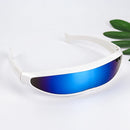 Futuristische schmale Zyklopen-Visier-Sonnenbrille Laser-Brille UV400 Persönlichkeit verspiegelte Gläser Kostüm-Brille