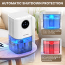 Portable Dehumidifier With 35 Ounces Capacity, Silent Operation, With Romantic Colorful Lights, Timer Switch