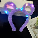 LED 14 Lamp Long Rabbit Ear Headband  Flashing Colorful String Lamp Luminous Hairband Birthday Party Christmas Easter Headband