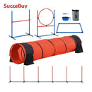 SucceBuy Dog Agility Training Equipment 5PCS Set Upgrade with Adjustable Hurdles Extend Tunne Puppy Obstacle Course Kit with Bag