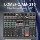 LOMEHO 6 Mono Channels Mixing Console 99 Digital Effects Bluetooth USB PC Sound Audio Mixer with 48V for Karaoke Church AM-GT6