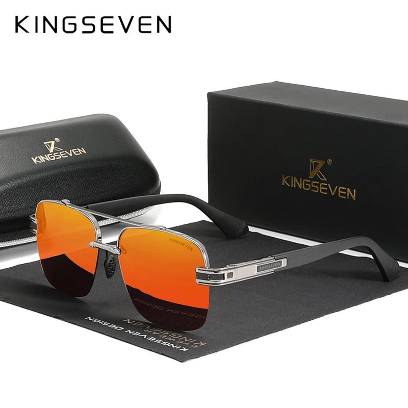 KINGSEVEN 2023 New Design Sunglasses For Men Polarized Gradient Sun glasses Women Men Semi-Rimless Square Retro Eyewear Okulary