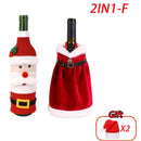Christmas Wine Bottle Cover Set Santa Claus Snowman Knitted Wool Red Wine Bottle Bags For New Year Xmas Party Dinner Table Decor