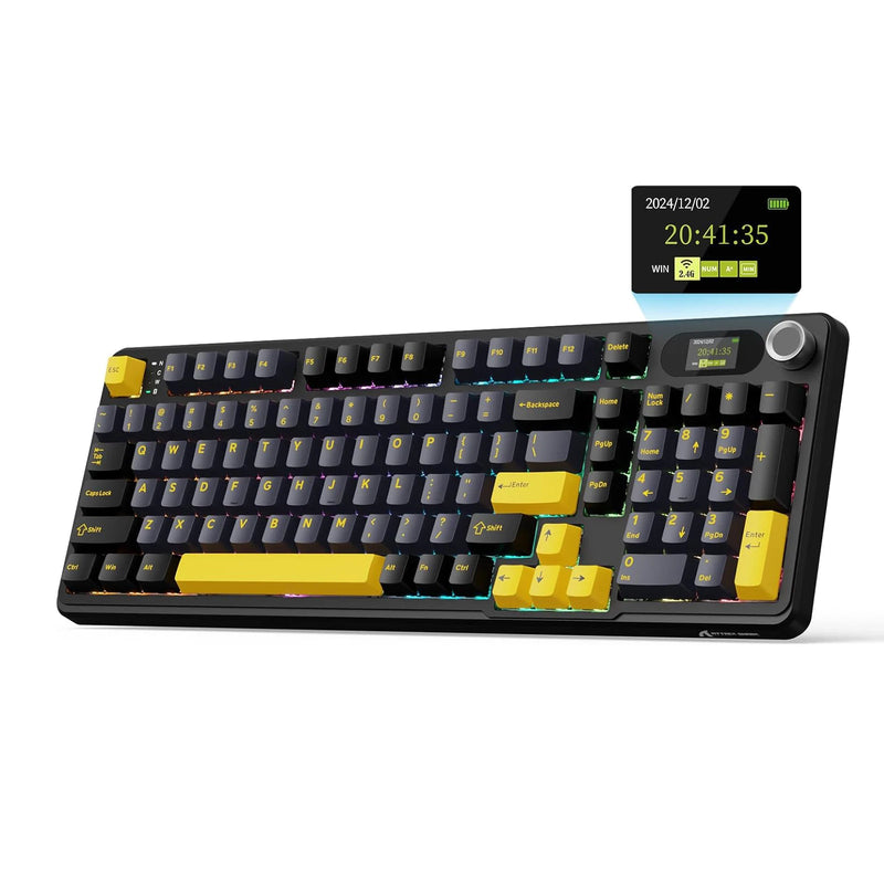 ATTACK SHARK X98Pro Wireless Mechanical Keyboard with Screen & Knob, Tri-mode Gasket Hot Swappable RGB  Keyboard, Web Driver