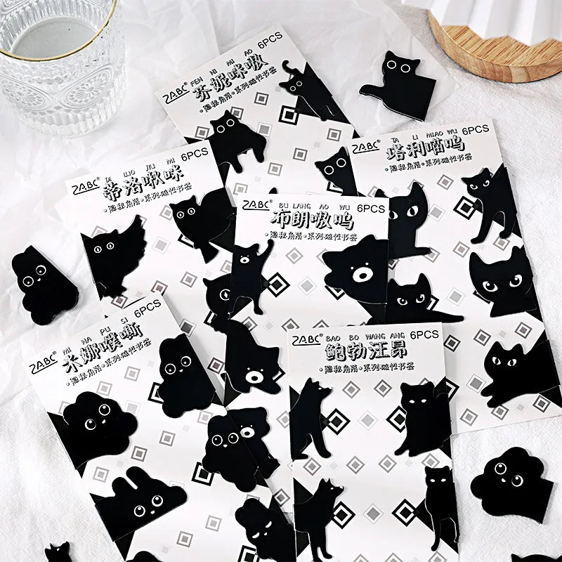 6 Pack Kitten Panda Rabbit Creative Art Supplies Bookmark Holder Student Bookmark Magnetic Material Office Stationery Supplies