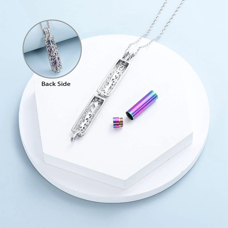 1PC Cremation Jewelry Cylinder Urn Necklace For Ashes For Women Men Keepsake Memorial Human Pet Ashes Holder