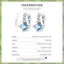 Bamoer 925 Sterling Silver Delicate Blue Zirconium Ear Clip for Women Fine Earrings Bridal Engagement Wedding Jewelry Gift