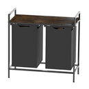 Laundry Hamper Storage Basket Large Capacity 2 Compartments Multipurpose Design Dirty Clothes Hamper with Top Shelf