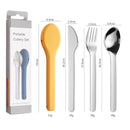 Portable Stainless Steel Cutlery Set, Suitable for Work, School, Picnic, Camping, Travel, Reusable Silicone Portable Cutlery Set