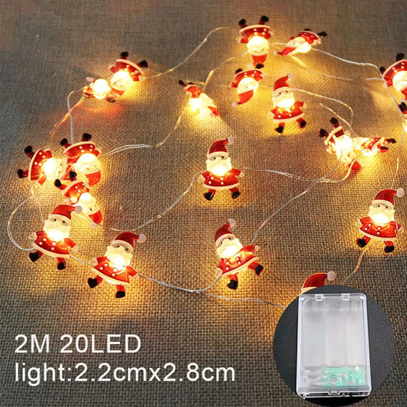 Santa Claus Snowman Christmas Fairy light string christmas decoration with led lighting for home Christmas tree gifts ornaments