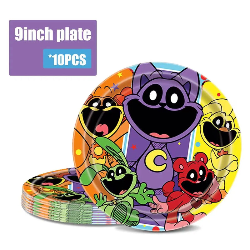 Smiling Critters Birthday Party Decoration Disposable Tableware Set Plate Balloons Banner Cake Topper Party Supplies Baby Shower