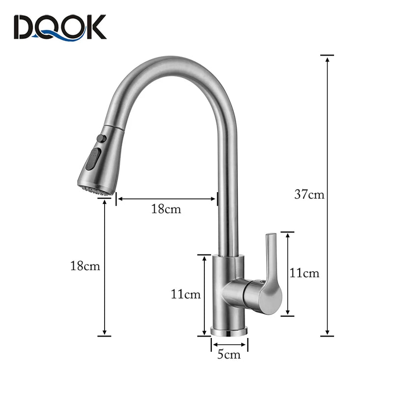 Kitchen Faucets 304 stainless steel Pull Out Kitchen Sink Water Tap Deck Mounted Mixer Stream Sprayer Head Hot Cold Taps