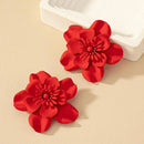 Obega Big Red Flower Women Earring Stud Metal Flower Red Painting Bohemia Summer Holiday Wedding Earring Post Statement Earrings
