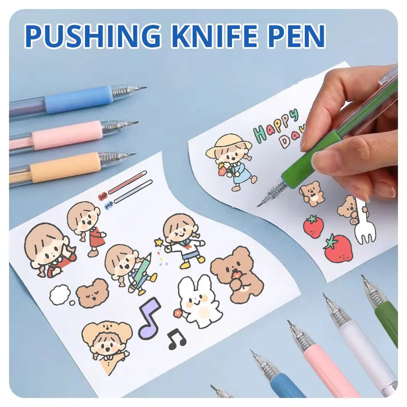 Creative Retractable Student Utility Pen Knife Precision Paper Cutter Pen Cutting Tools for Office and Home Diy Use