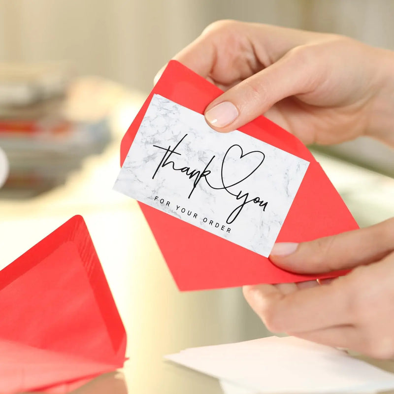 30pcs/pack White Thank You Card For Supporting Business Package Decoration Business Card Handmade With Love Label