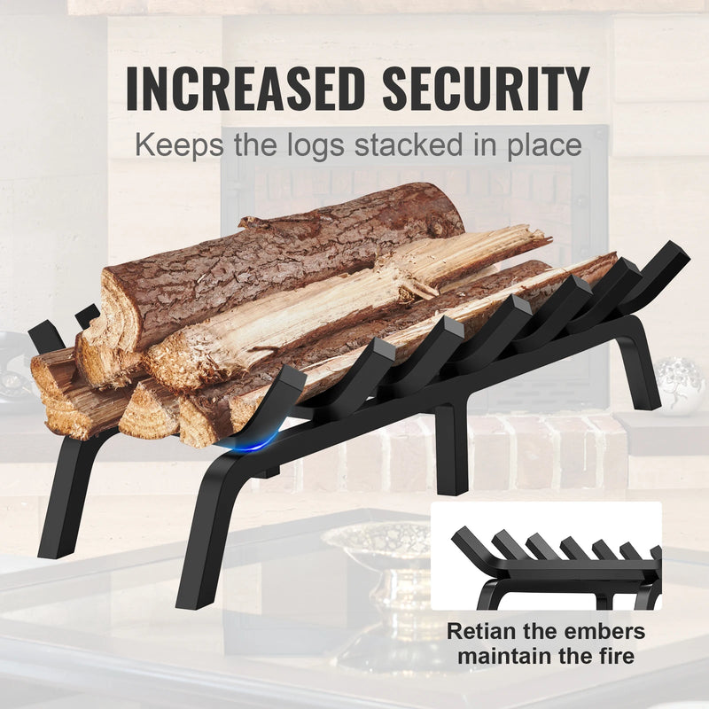 SucceBuy Fireplace Log Grate Fireplace Grate with 6 Legs 3/4’’ Solid Powder-coated Steel Bars Log Firewood Burning Rack Holder