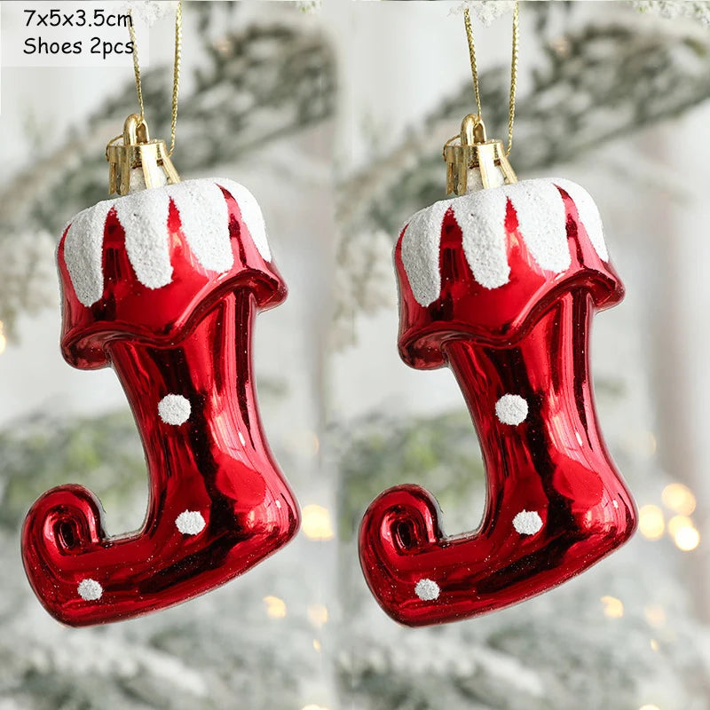 2pcs Christmas Decorations Santa Claus Snowman Ice Cream Christmas Tree Hanging Pendant Noel Natale Xmas Gift New Year Ornaments