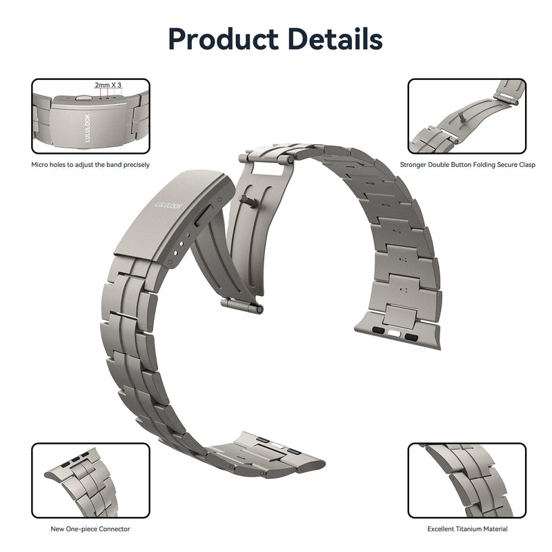 Lululook Titanium Band For Apple Watch Ultra 49mm Band 45mm 44mm 42mm Titanium Strap For iWatch Ultra SE Series 9 8 7 6 5 4 3 2