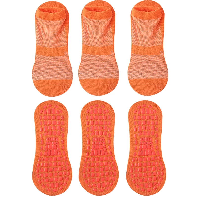 3 Pairs Men's Non-slip Silicone Floor Socks Casual Cotton Mesh Breathable Cozy Yoga Trampoline Foot Massage Ballet Dance Unisex