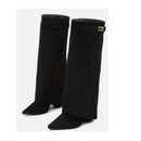 Ladies' Autumn and Winter New Pointed Knee High Women's Boots, Thick High-heeled Long Pants Boots, Fashionable Mid Rise Boots