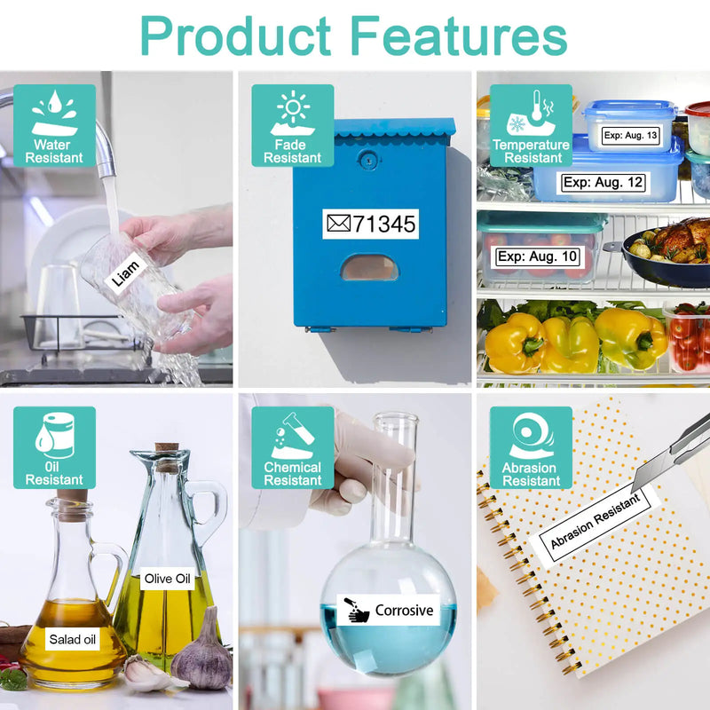 1PK-10PK Label 18mm Black on White Ribbon Replacement for Brother TZ 241 TZE 241 Label Tape for Brother P-touch Labeling Machine