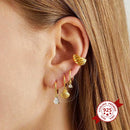 Vintage gold earring 925 sterling Silver Ear Needle Shell/Conch/Starfish Pendant Hoop Earrings for women Fashion Wedding Jewelry