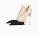 New Blue Black Serpentine Fine Heel, Pointed Shallow Mouth Splicing, Sexy and Versatile Women's High Heels