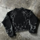 Retro long-sleeved Harajuku sweatshirt for men and women Y2K striped versatile tops punk goth high street slim pullover
