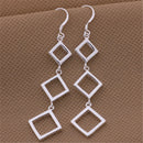 Fashion 925 Sterling Silver Square rhombus long earrings for women luxury designer jewelry party wedding accessories gifts