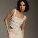 Mingmingxi Summer Cropped Top Women 2025 New Arrivals Elegant Lace Up Top Slim Beige Corset Top for Party Clubwear