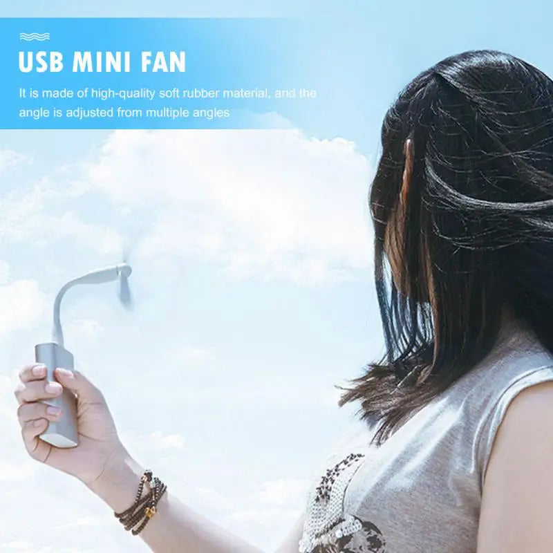 Mini USB Fan Flexible Bendable Fan For Power Bank Laptop PC AC Charger Portable Hand Fan For Computer Summer Cooling Gadget