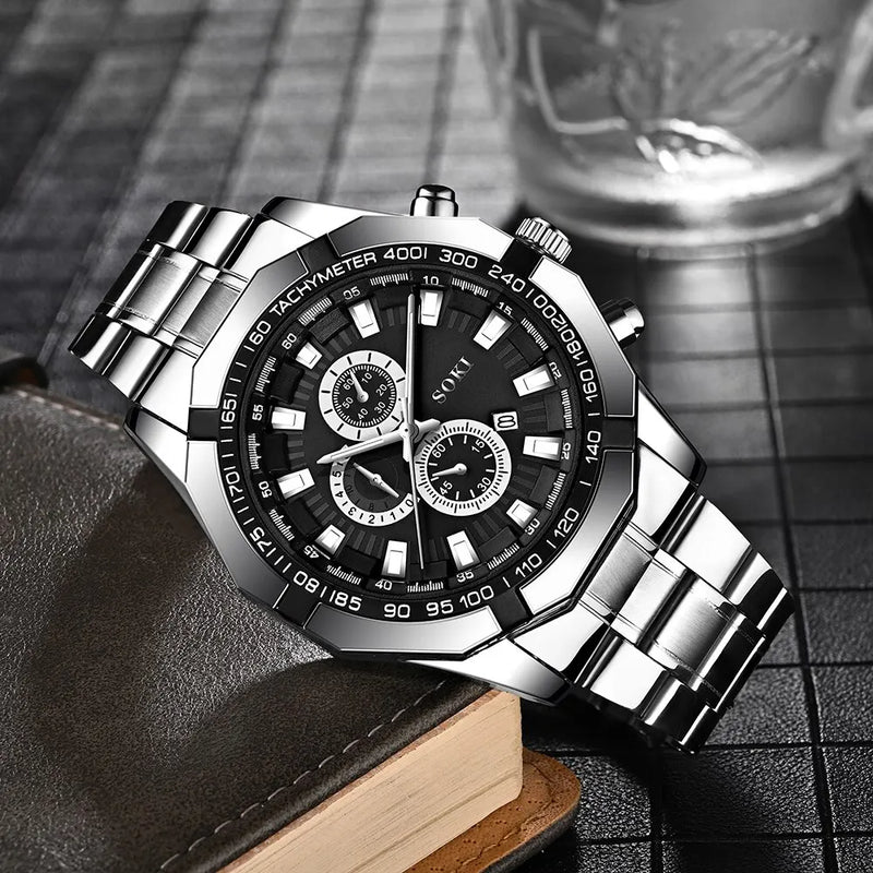 Top Brand Luxury Men Fashion Quartz Watch Date Clock Sport Watches Mens Stainless Steel Strap Wristwatch Relogio Masculino