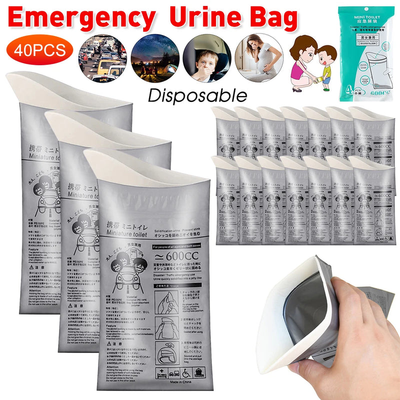 40-1pc Outdoor Emergency Urine Bags 600ml/700ml Disposable Urine Bags Mini Toilet Portable Urinal Bag for Travel Women Vomit Bag